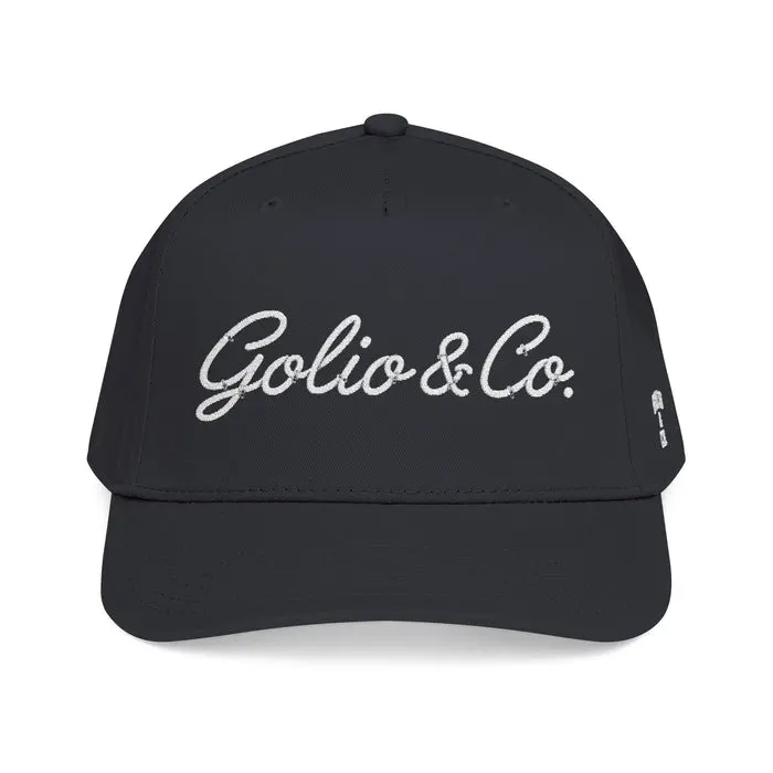 Golio & Co. Embroidered Espresso Baseball Cap — Script Logo Mid-Profile Hat
