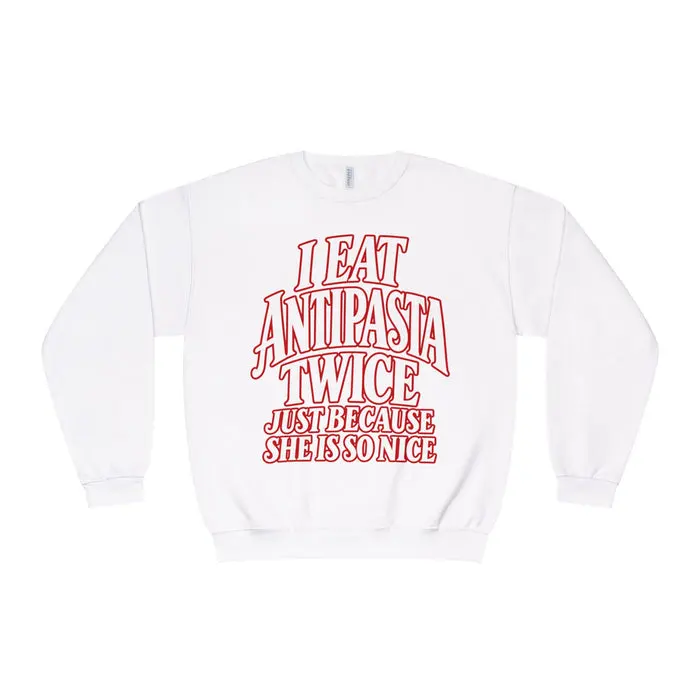 I Eat Antipasta Twice Crewneck Sweatshirt — Italian Music Graphic Crewneck