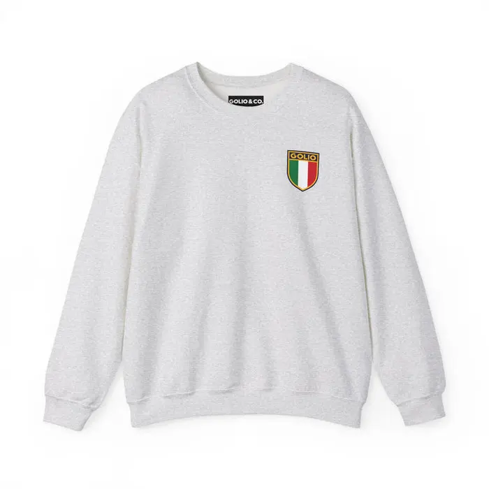 Embroidered Italian Crest Golio Style Crewneck Sweatshirt — Retro Italian Flag Patch