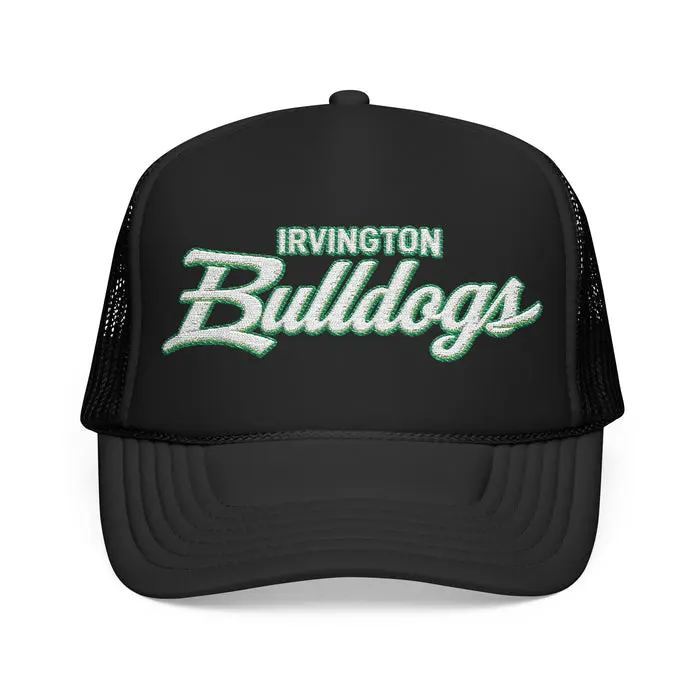 Irvington Bulldogs Foam Trucker Hat — Vintage Script School Team Cap