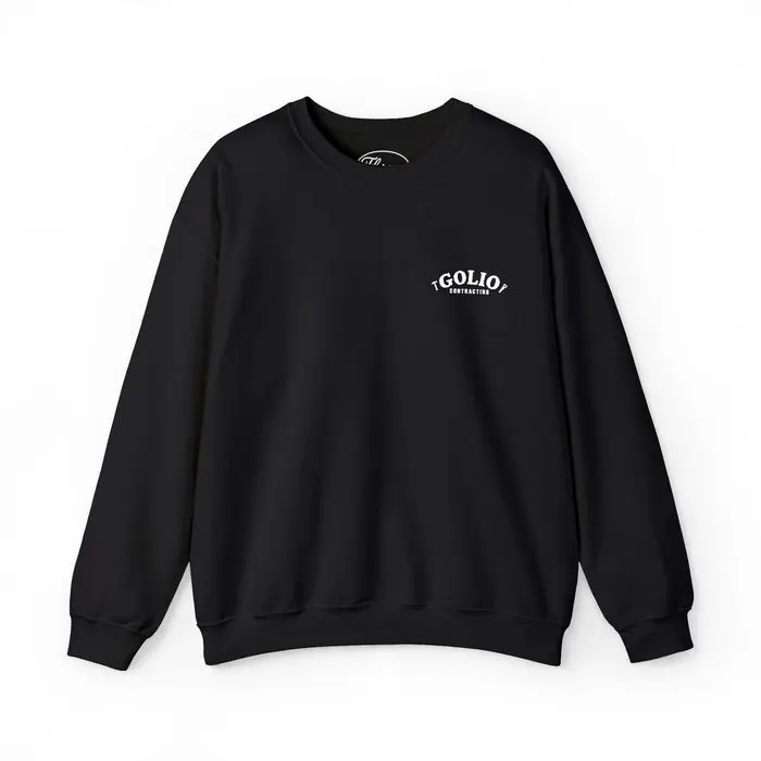 Embroidered Golio Logo Heavy Blend Crewneck Sweatshirt — Minimal Black Graphic Pullover
