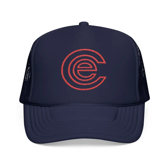 Trucker Hat — Distressed Red Circular 'Electric' Logo Foam Cap