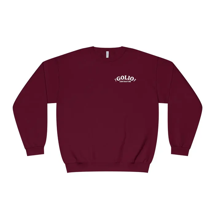 Golio Contracting Crewneck Sweatshirt — Maroon Logo Workwear