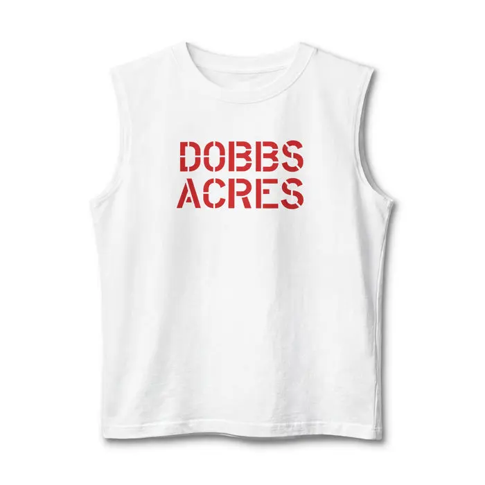 Dobbs Acres Muscle Tank — ‘Golio & Co.’ Red Logo Farm-Style Sleeveless Tee