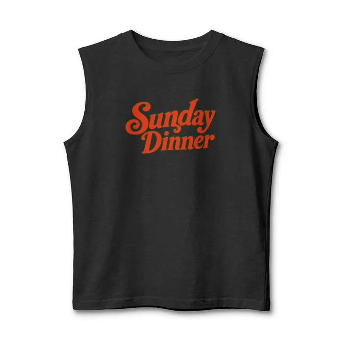 Sunday Dinner Muscle Tank — Retro Script Graphic Tank Top