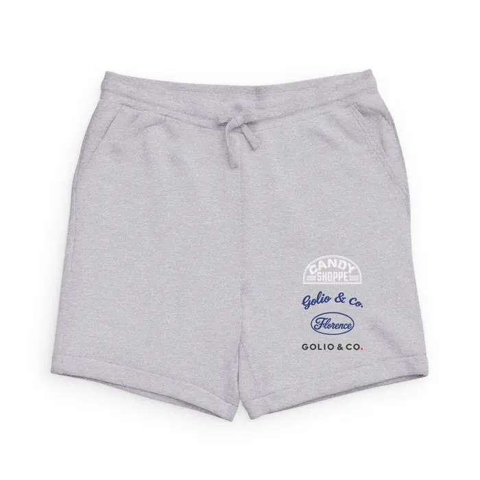Sponge Fleece Sweatshorts — Retro 'Golio & Co.' Micro-Logo Casual Shorts