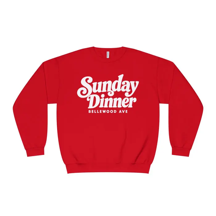 Sunday Dinner Crewneck Sweatshirt – Retro Script "Bellewood Ave" Pullover