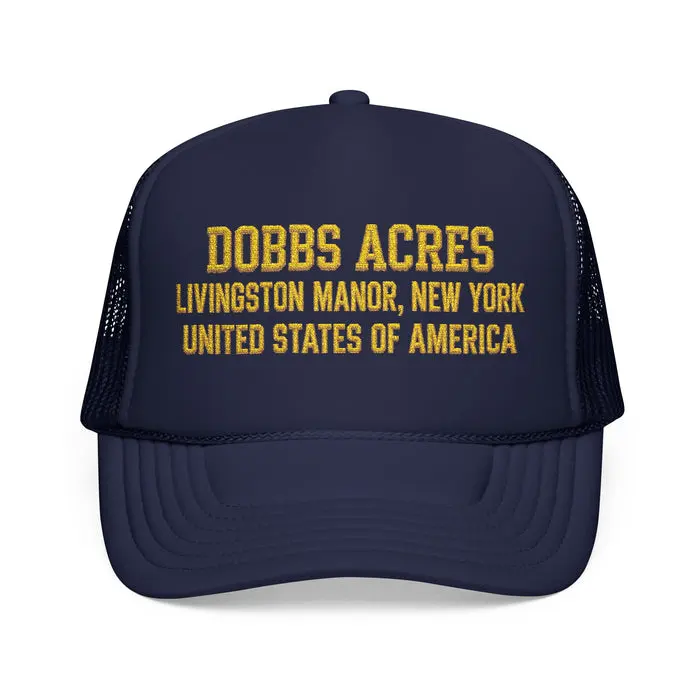 Dobbs Acres Trucker Hat — Livingston Manor, New York Retro Mesh Cap